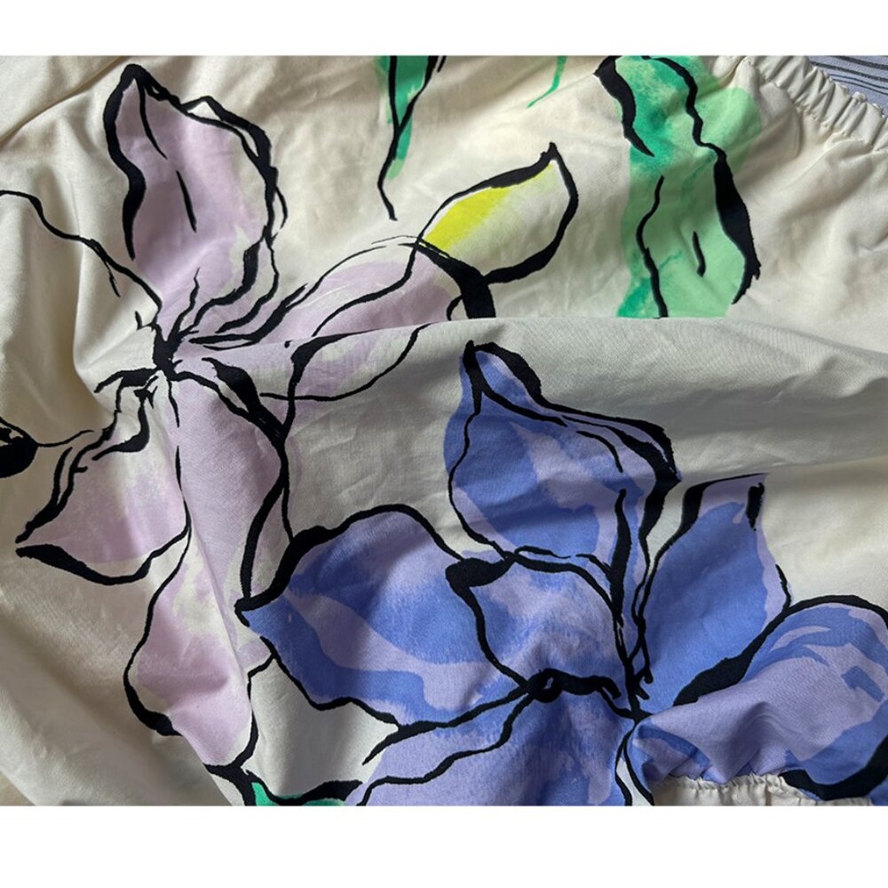 🟣 NWT A New Day Puff Floral One Shoulder Blouse Crop Top - Picture 3 of 6